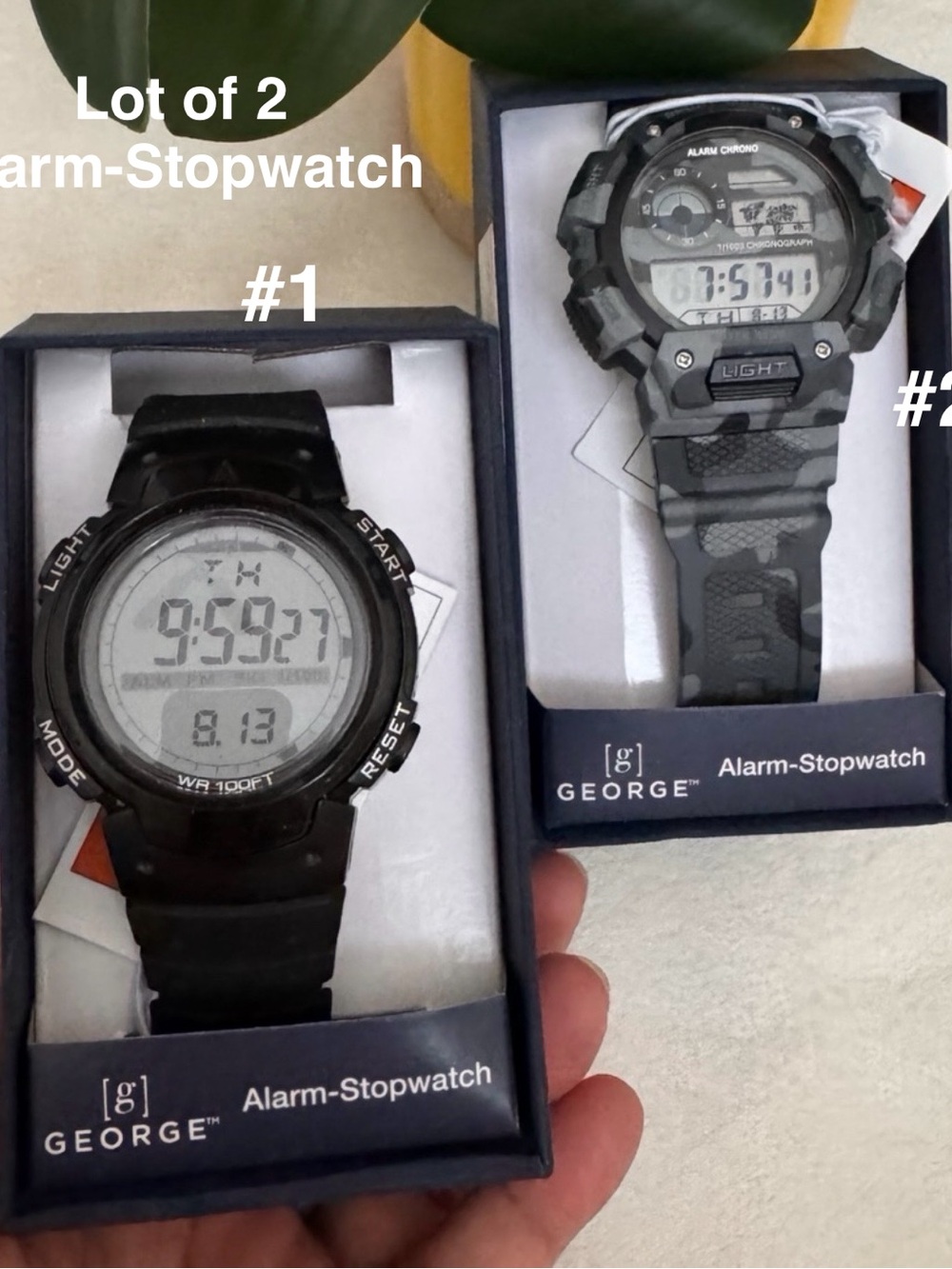 George Men's Black Digital Alarm-Stopwatch Watches - Lot of 2